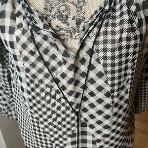 Black and tan Sheer and Blouse by hug size small